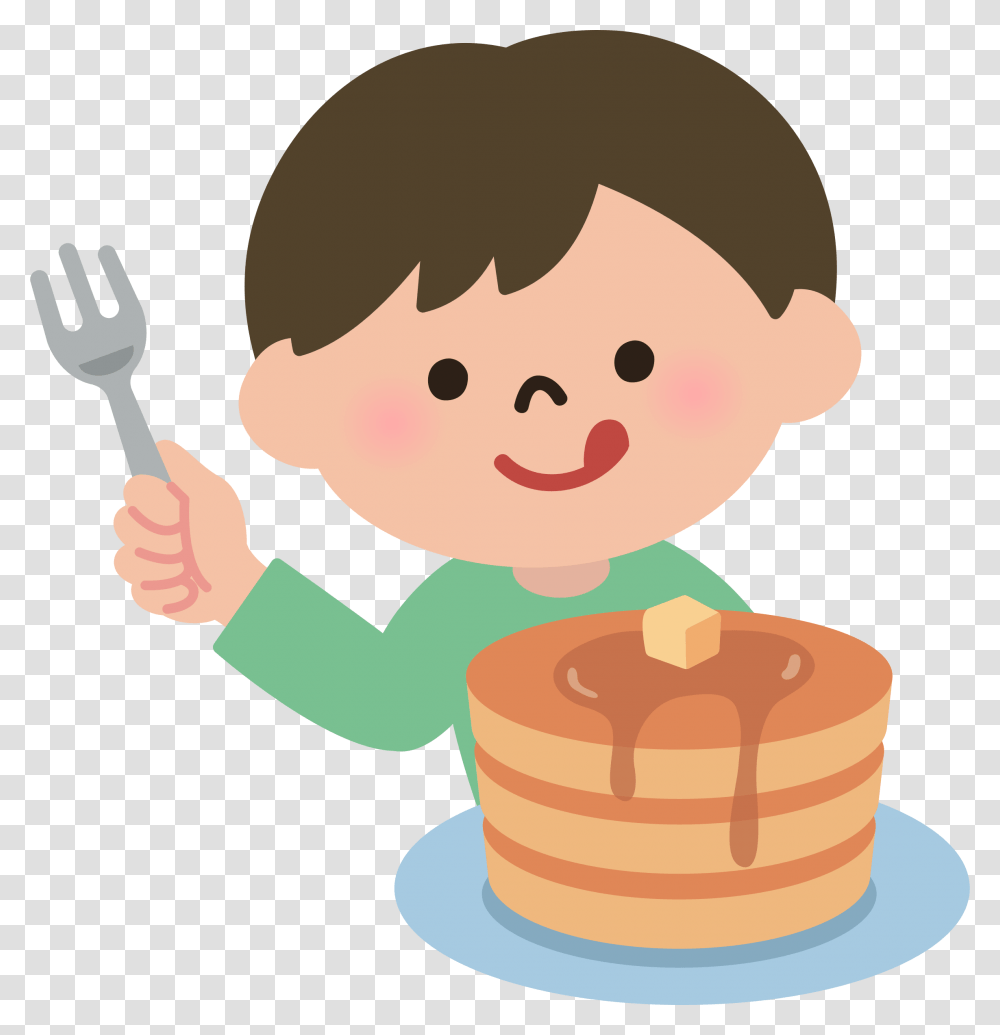Boy Eating Pancakes Eating Pancakes Clip Art, Fork, Cutlery, Food, Snowman Transparent Png