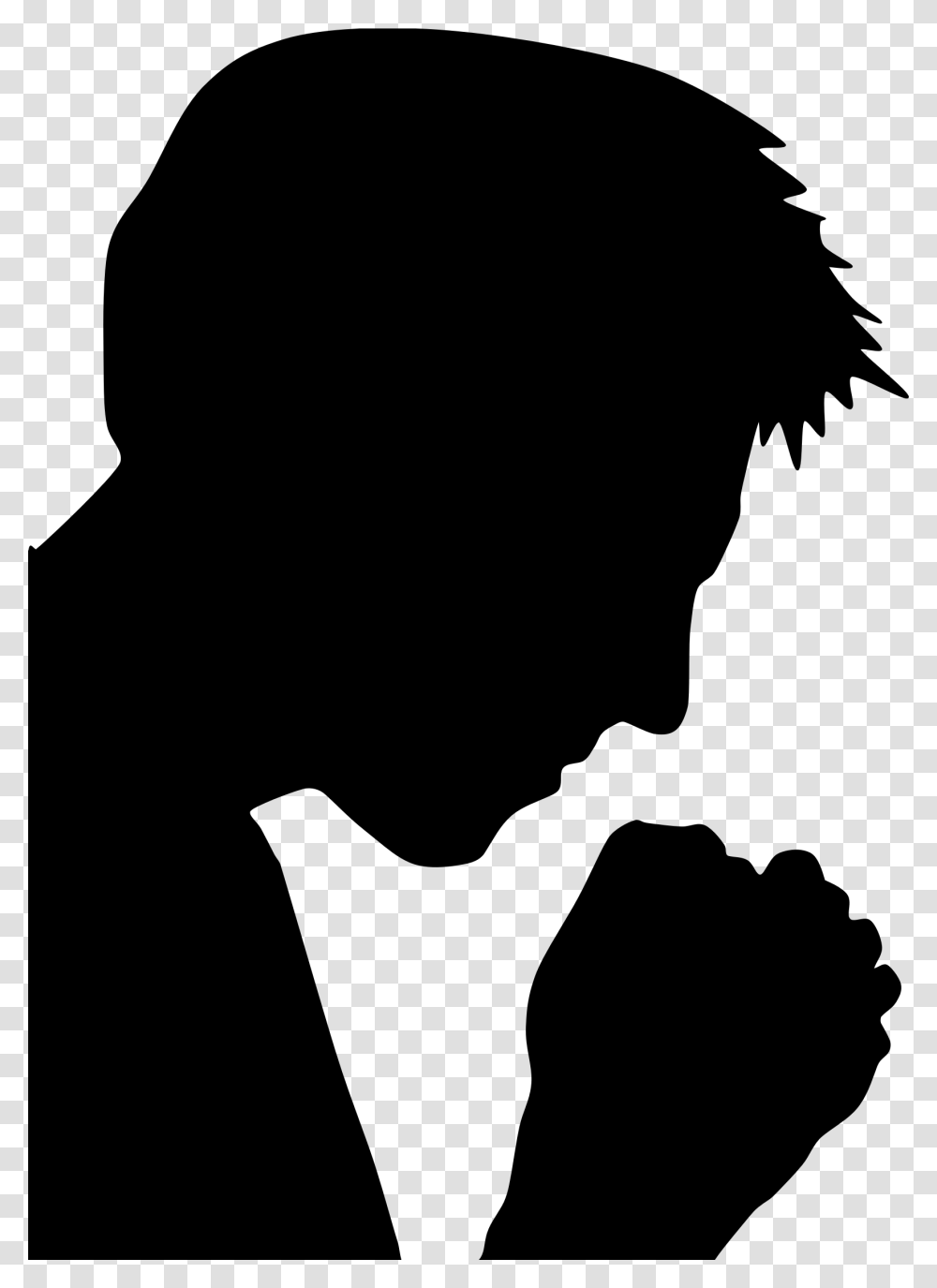Boy Faith God Human Male Man People Person Silhouette Praying, Gray, World Of Warcraft Transparent Png