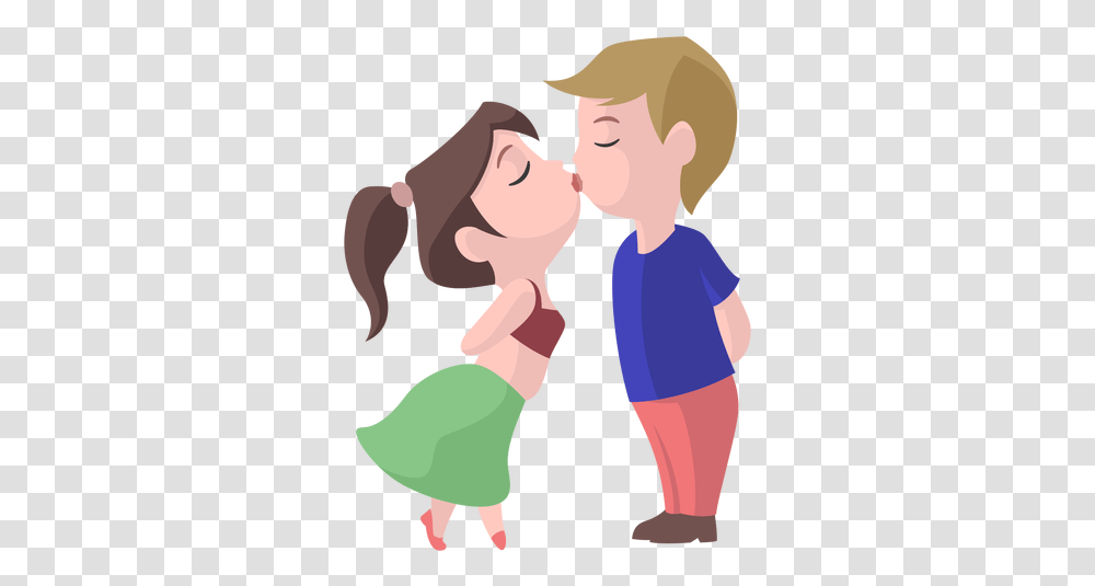 Boy Girl Kiss Flat Boy And Girl Love, Person, Human, Kissing, People Transparent Png