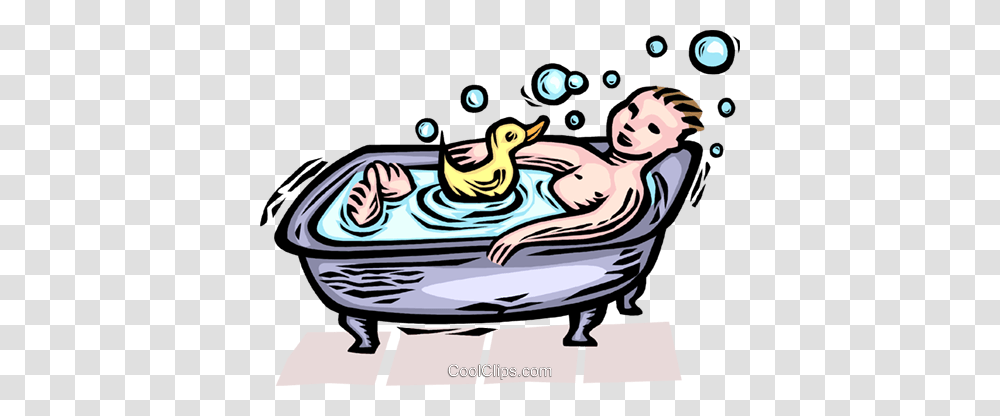 Boy Having A Bath Royalty Free Vector Clip Art Illustration, Tub, Bird, Animal, Jacuzzi Transparent Png