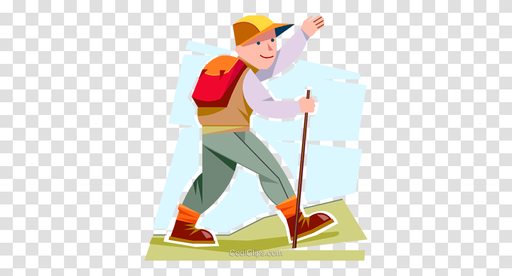 Boy Hiking Royalty Free Vector Clip Art Illustration, Cleaning, Sport, Sports, Curling Transparent Png