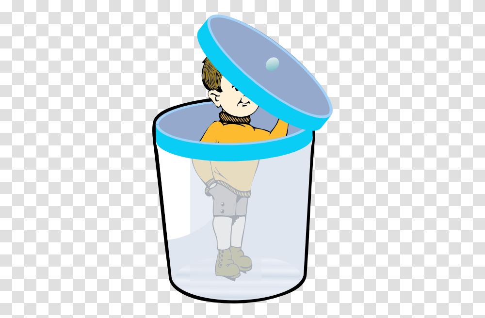 Boy In A Bin With Lid Clip Art, Laundry, Bucket, Drum, Percussion Transparent Png
