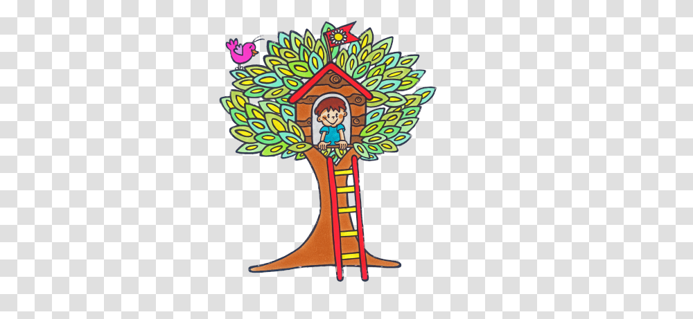 Boy In Colourful Treehouse, Modern Art, Painting, Mural Transparent Png