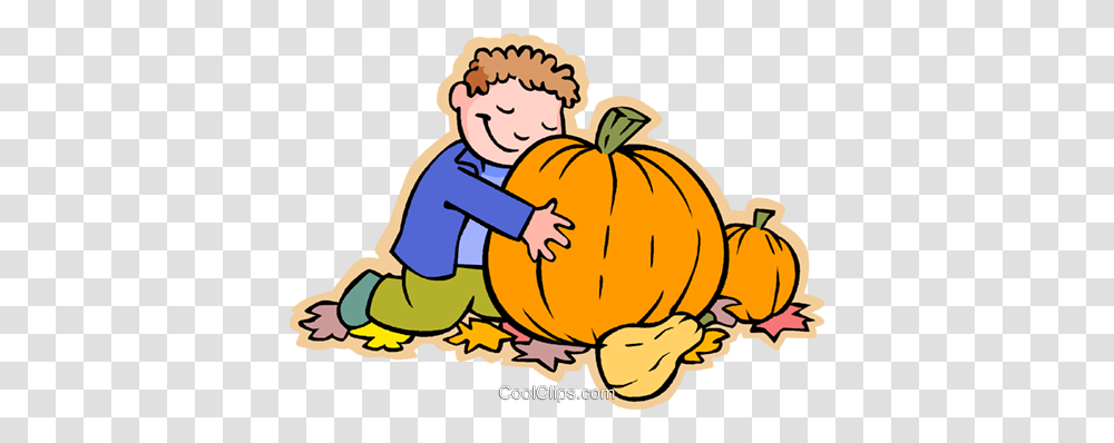 Boy In Pumpkin Patch Halloween Royalty Free Vector Clip Art, Plant, Vegetable, Food, Produce Transparent Png