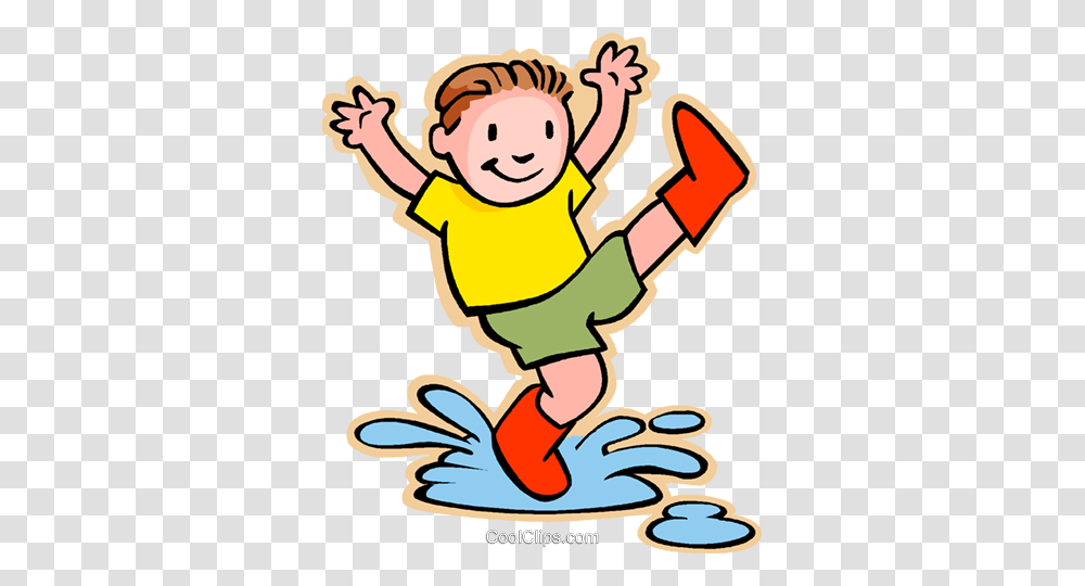 Boy Jumping In Rain Puddle Royalty Free Vector Clip Art, Elf, Poster, Advertisement Transparent Png