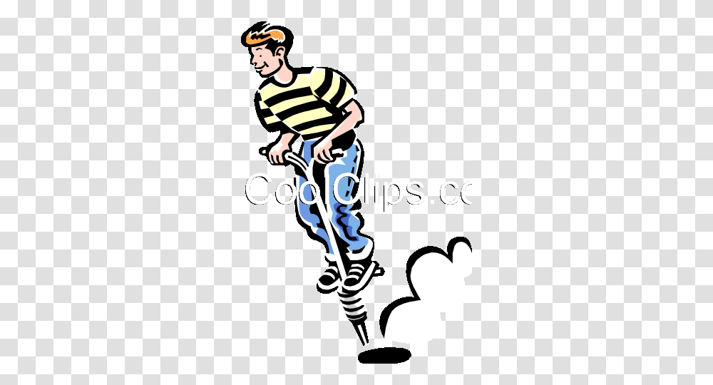 Boy Jumping On Pogo Stick Royalty Free Vector Clip Art, Vehicle, Transportation, Person, Human Transparent Png