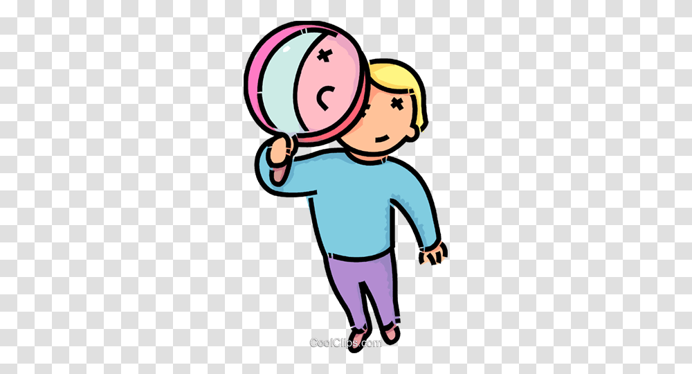 Boy Looking Through A Magnifying Glass Royalty Free Vector Clip, Leisure Activities, Face, Performer, Arm Transparent Png