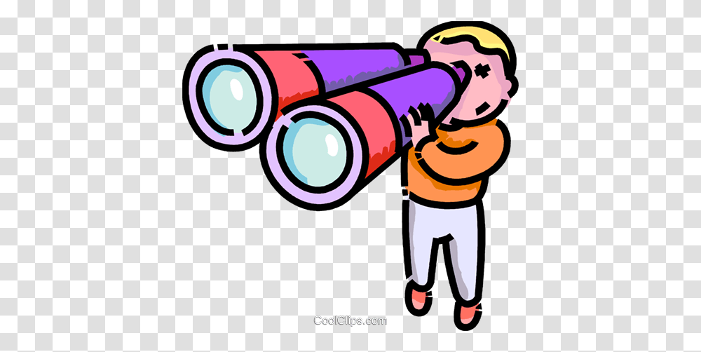Boy Looking Through Binoculars Royalty Free Vector Clip Art, Telescope Transparent Png