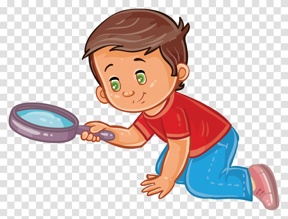 Boy Magnifying Glass Clip Boy With Magnifying Glass Clipart, Helmet, Apparel Transparent Png