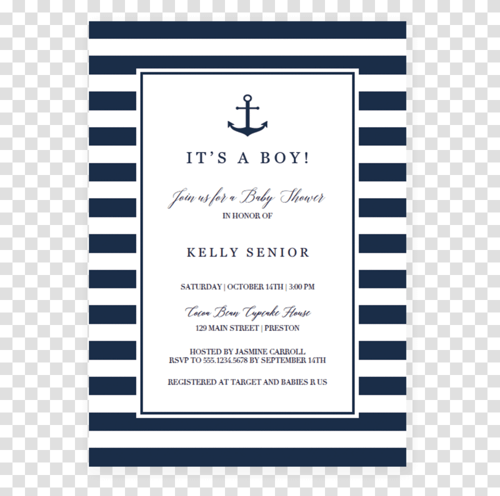 Boy Nautical Baby Shower Invitations, Poster, Advertisement, Flyer Transparent Png