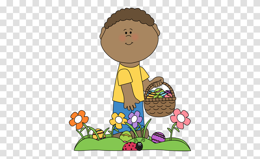 Boy On Easter Egg Hunt School Clipart Egg Hunt, Basket Transparent Png
