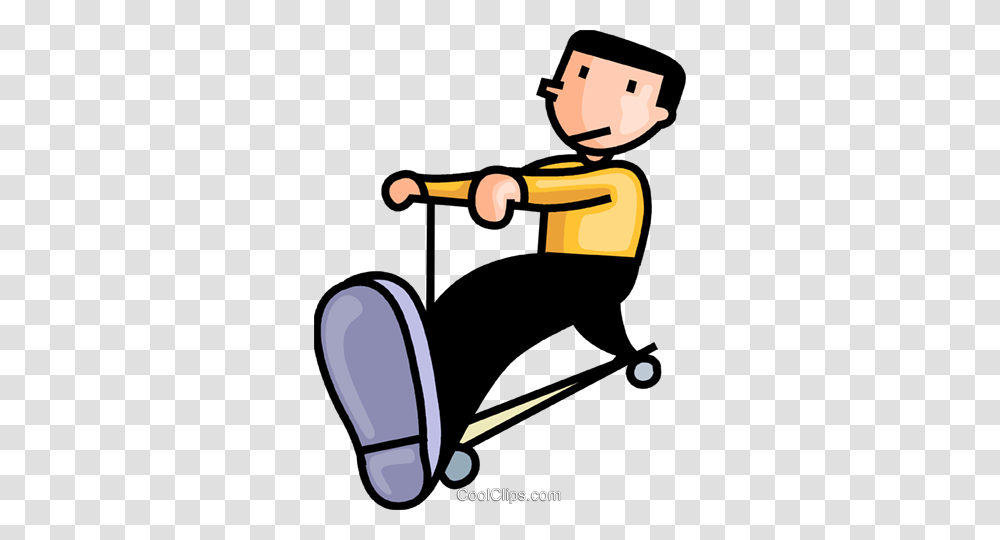 Boy On His Scooter Royalty Free Vector Clip Art Illustration, Vehicle, Transportation, Leisure Activities, Tricycle Transparent Png