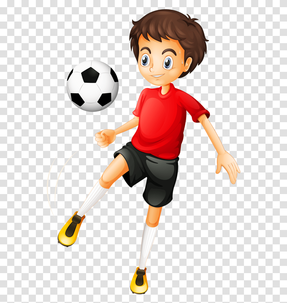 Boy Playing Football Cartoon Clipart Download Cartoon Soccer Player, Soccer Ball, Team Sport, Person, People Transparent Png