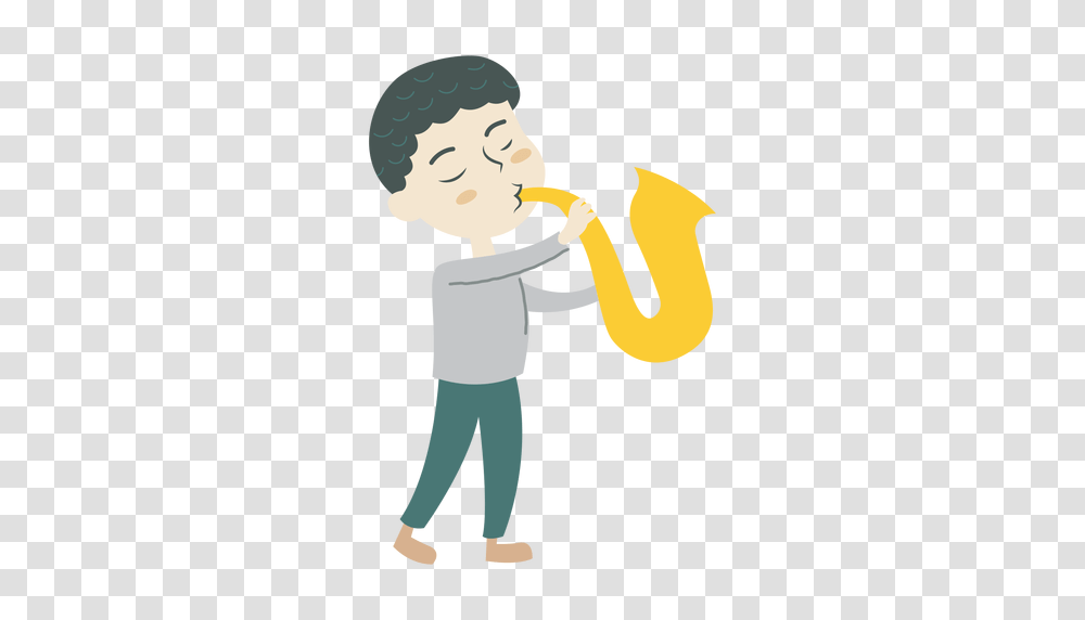 Boy Playing Saxophone Cartoon, Person, Human, Outdoors, Nature Transparent Png