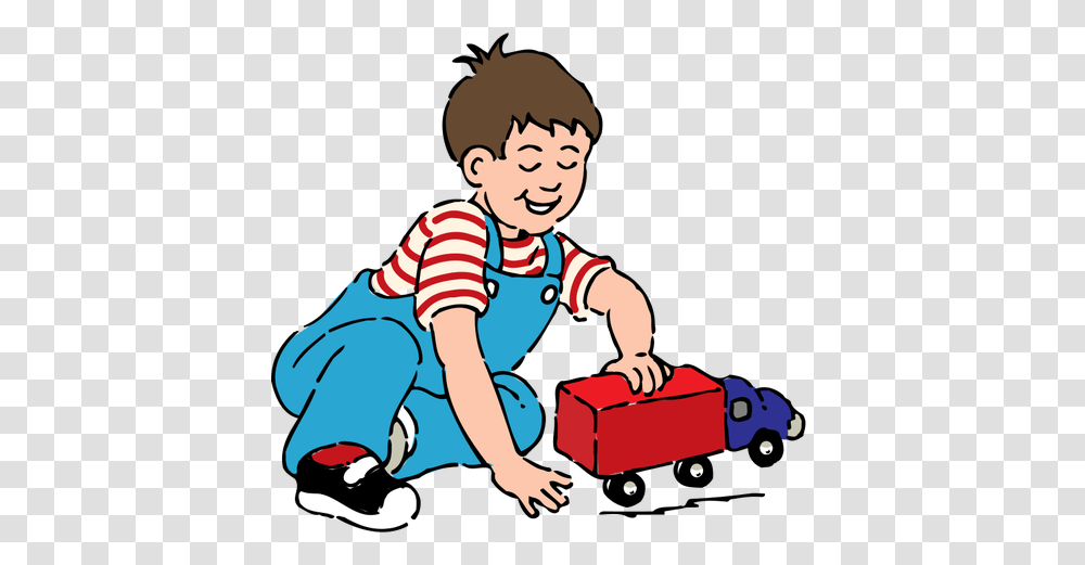 Boy Playing With Toy Truck Vector Drawing, Person, Human, Kid, Child Transparent Png
