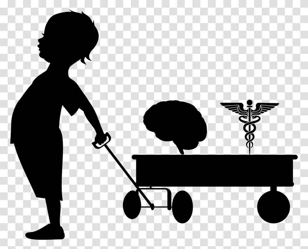 Boy Pulling Wagon Silhouette, Gray, World Of Warcraft Transparent Png