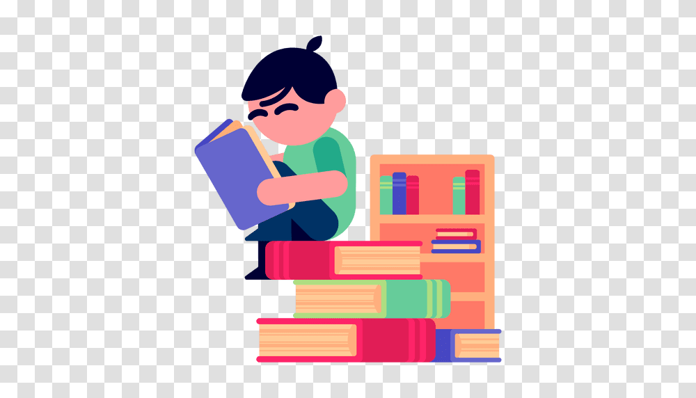 Boy Reading Books Illustration Transparent Png