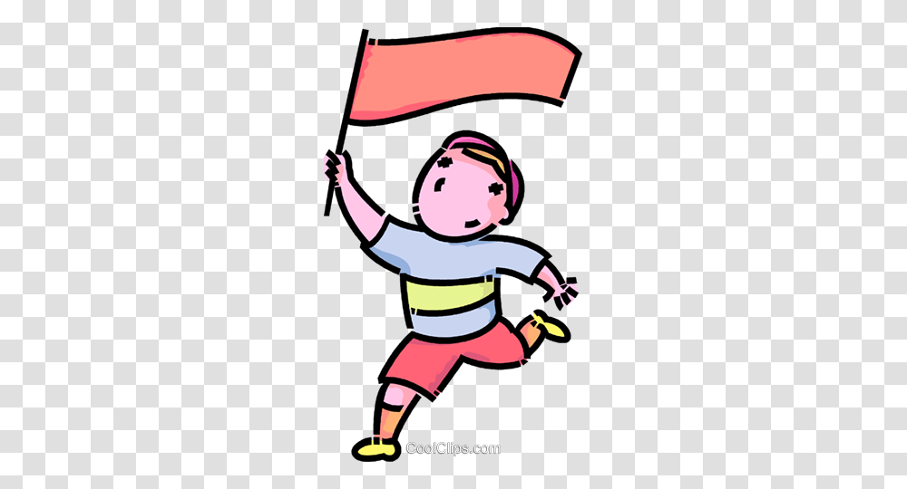 Boy Running With A Flag Royalty Free Vector Clip Art Illustration, Toy, Parade, Arm, Cupid Transparent Png