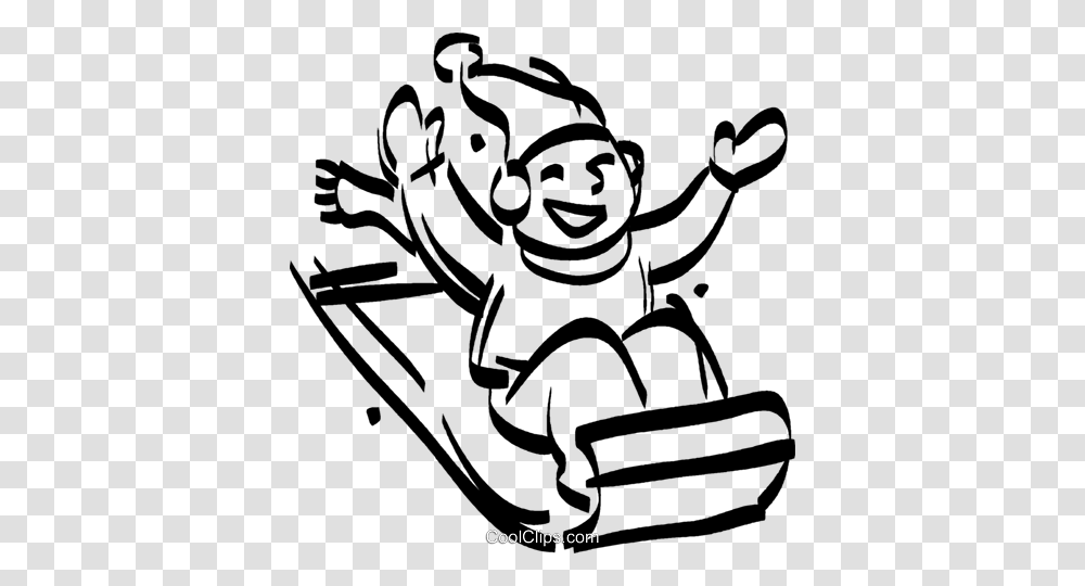 Boy Sitting On A Toboggan Royalty Free Vector Clip Art, Drawing, Painting, Doodle Transparent Png