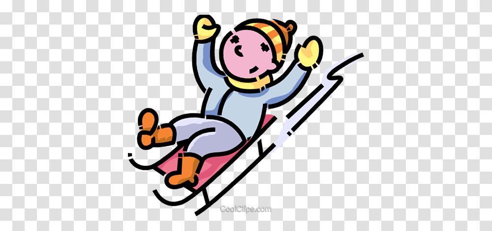 Boy Sliding Down A Hill On His Toboggan Royalty Free Vector Clip, Outdoors, Paddle, Oars, Sport Transparent Png