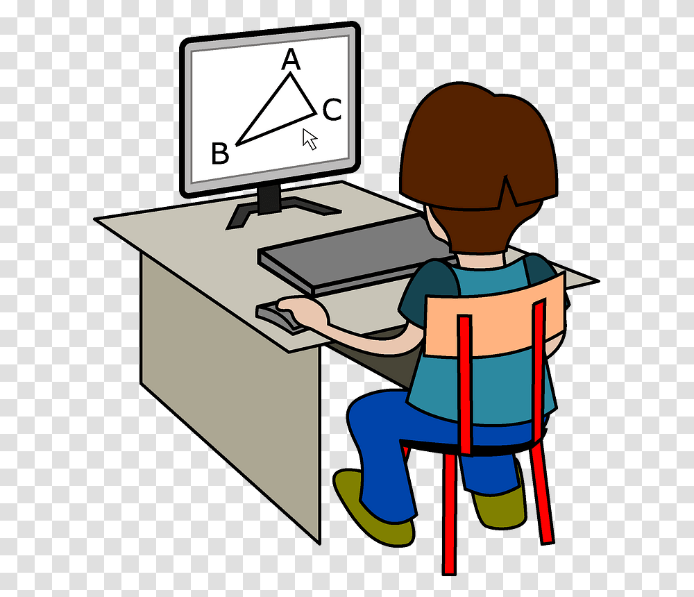 Boy Studying Geometry Clipart Computer Design Clipart, Standing, Machine, Postal Office Transparent Png