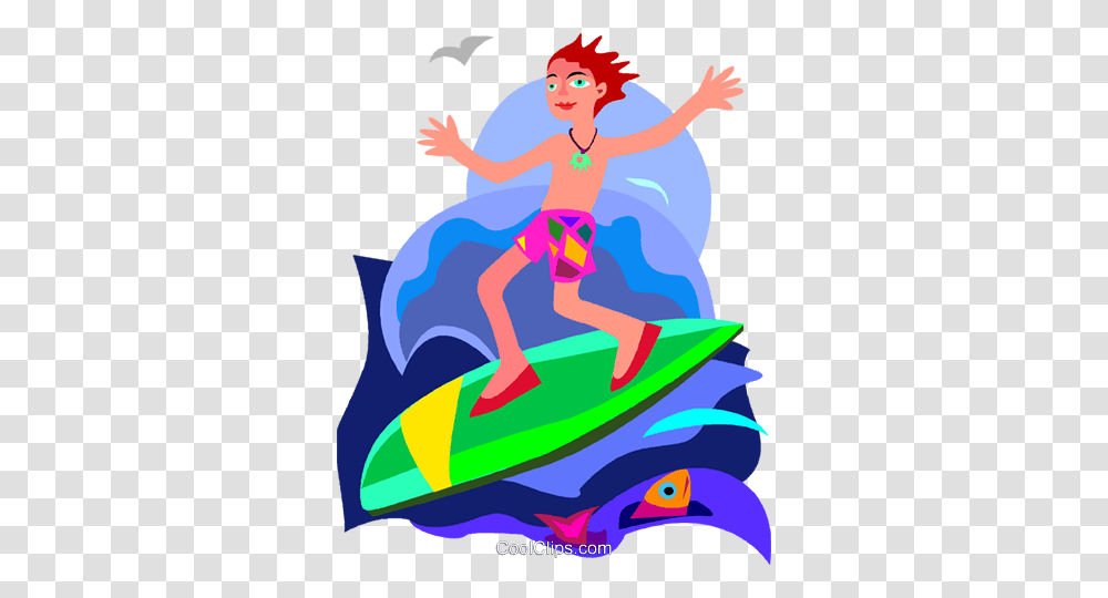 Boy Surfing Royalty Free Vector Clip Art Illustration, Water, Sea, Outdoors, Nature Transparent Png