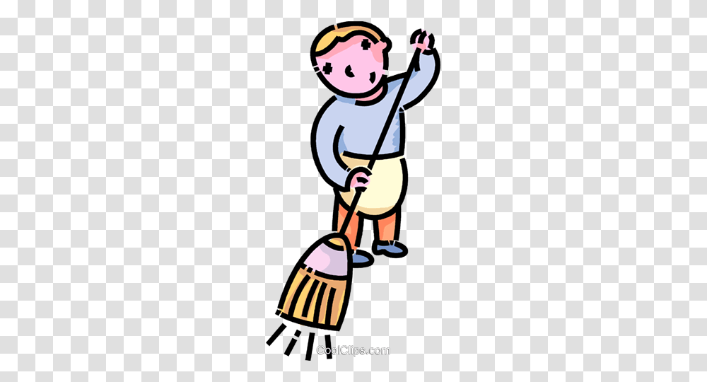 Boy Sweeping The Floor Royalty Free Vector Clip Art Illustration, Cleaning, Broom, Curling, Sport Transparent Png