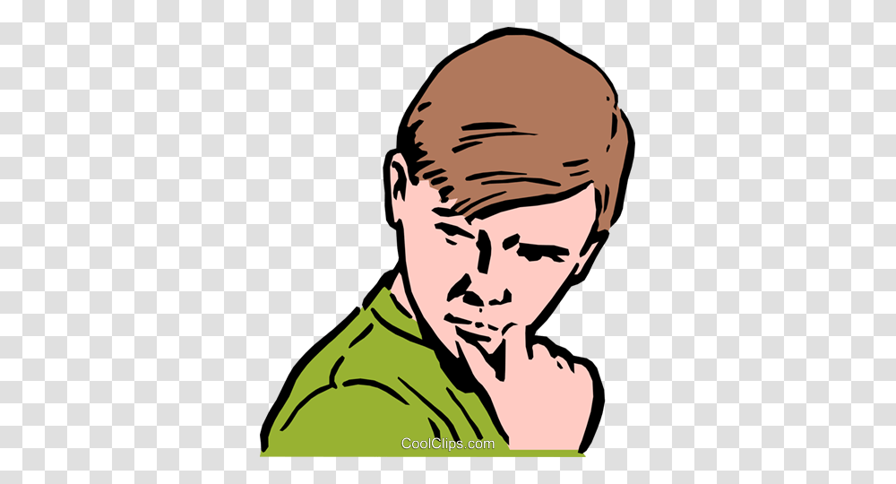 Boy Thinking Royalty Free Vector Clip Art Illustration, Face, Person, Head, Logo Transparent Png
