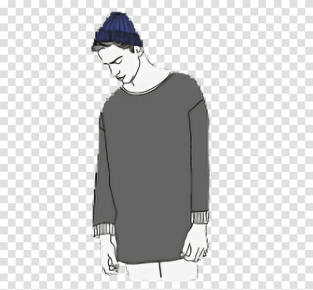 Boy Tumblrboy Drawing Coolboy Prim Breakup Sad Illustration, Sleeve, Apparel, Long Sleeve Transparent Png