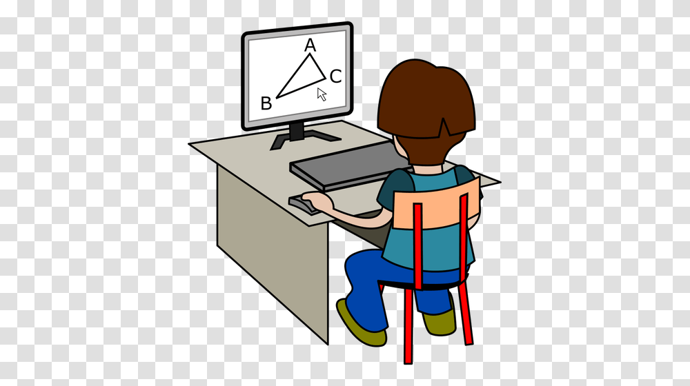Boy Using Computer Clipart, Machine, Person, Human, Printer Transparent Png