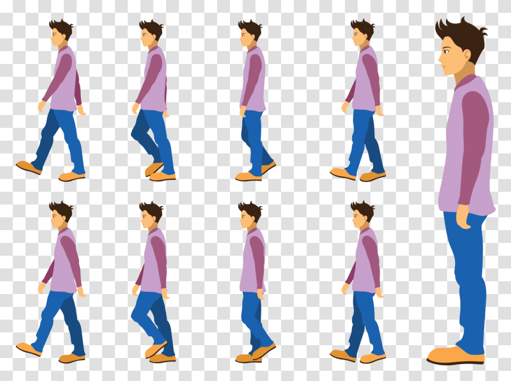 Boy Walking Cycle Man Walking Step By Step, Pants, Person, Jeans Transparent Png