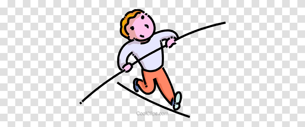 Boy Walking On A High Wire Royalty Free Vector Clip Art, Pole Vault, Sport, Acrobatic, Outdoors Transparent Png