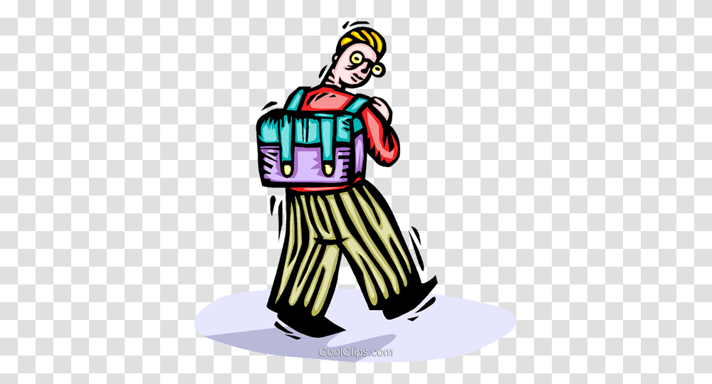 Boy Walking To School With His Knapsack Royalty Free Vector Clip, Person, Performer, Label Transparent Png