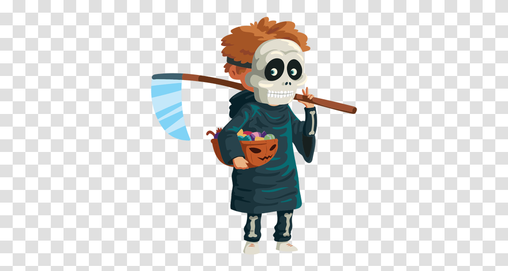 Boy Wearing Grim Reaper Costume Cartoon, Person, Human, Tool, Axe Transparent Png