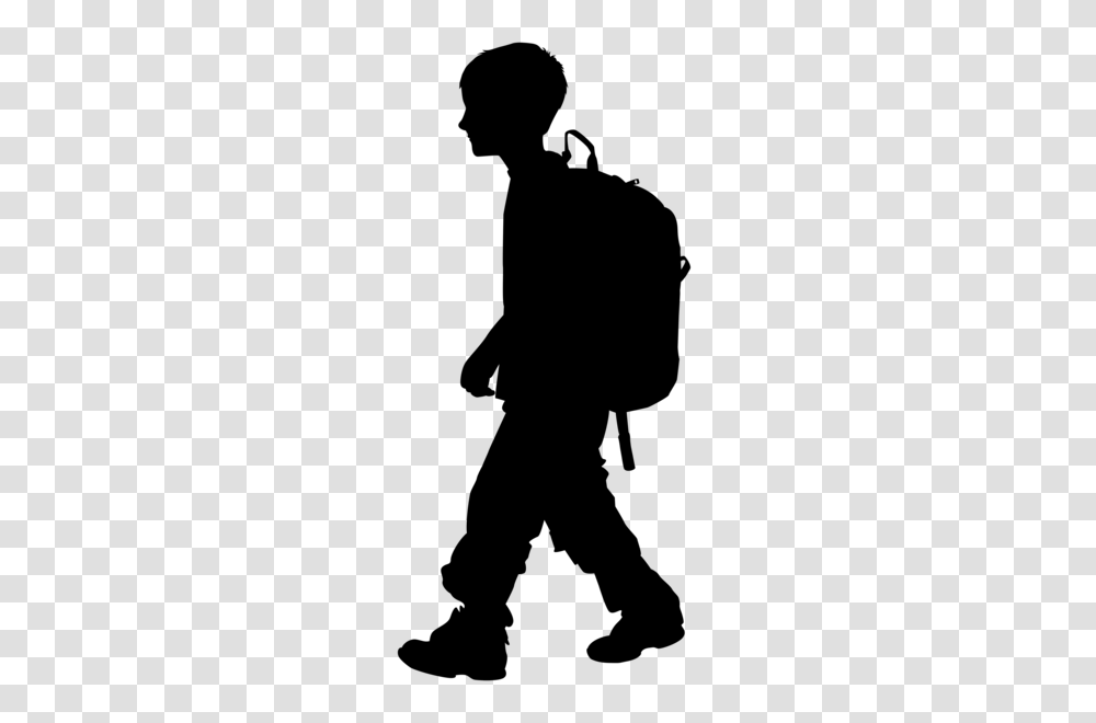 Boy With Backpack Silhouette Clip Art Gallery, Outdoors, Nature, Gray, Astronomy Transparent Png
