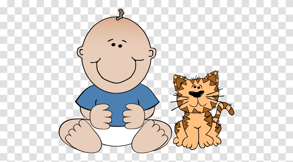 Boy With Cat Clip Art, Tiger, Mammal, Animal, Room Transparent Png