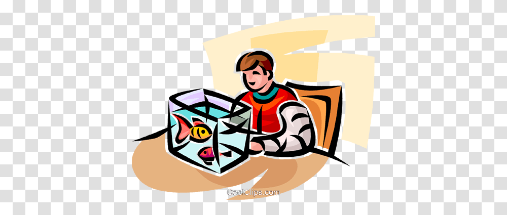 Boy With His Goldfish In A Fish Tank Royalty Free Vector Clip Art, Outdoors, Washing, Poster, Advertisement Transparent Png