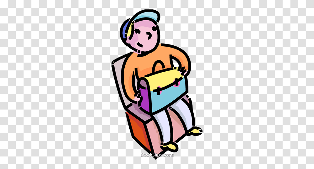 Boy With His Lunch Box Royalty Free Vector Clip Art Illustration, Bag, Shopping Basket Transparent Png