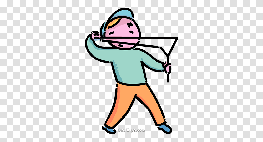 Boy With His Slingshot Royalty Free Vector Clip Art Illustration, Sport, Sports, Bow, Archery Transparent Png