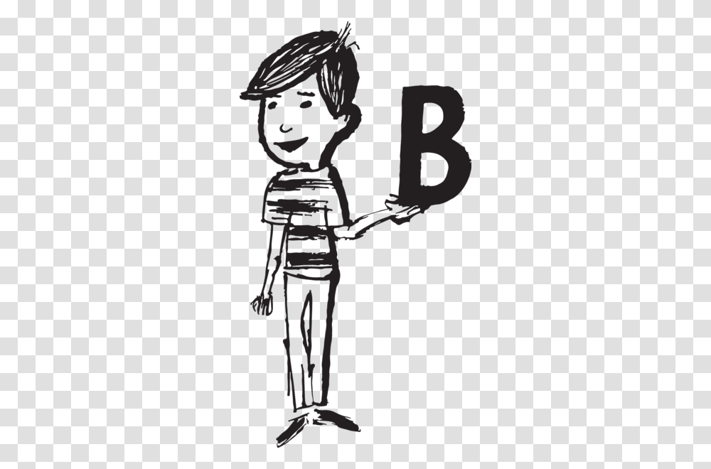 Boy With Letter B Clip Art, Stencil, Hand, Face, Silhouette Transparent Png