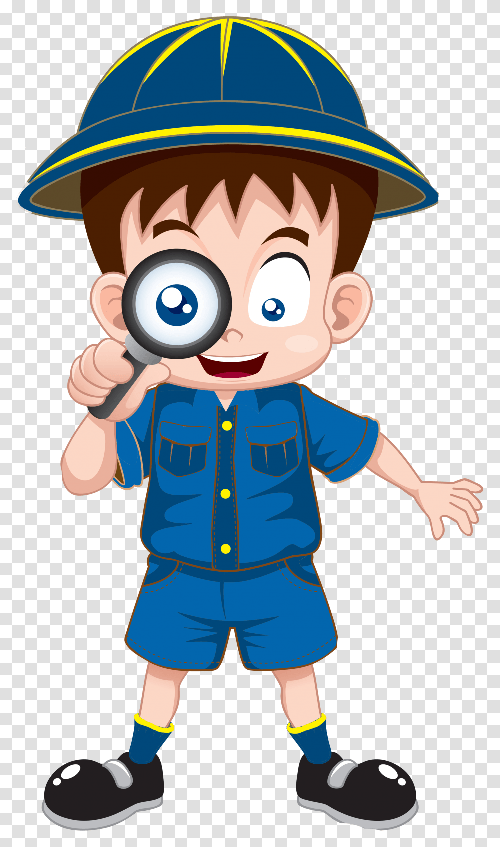 Boy With Magnifying Glass Clipart, Apparel, Person, Human Transparent Png
