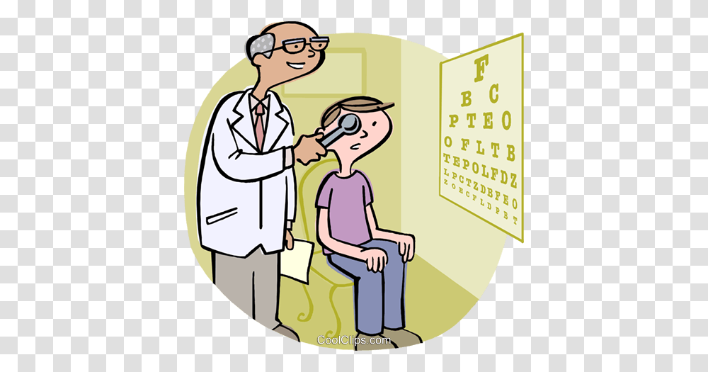 Boy With Optometrist Royalty Free Vector Clip Art Illustration, Poster, Advertisement, Dentist, Doctor Transparent Png