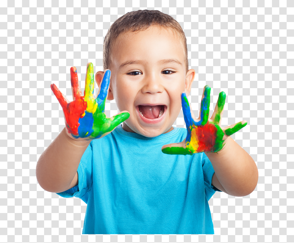 Boy With Paint On Hands, Person, Face, Finger, Long Sleeve Transparent Png