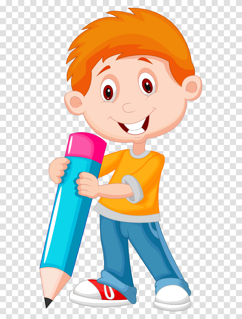 Boy With Pencil Cartoon, Toy, Helmet, Apparel Transparent Png