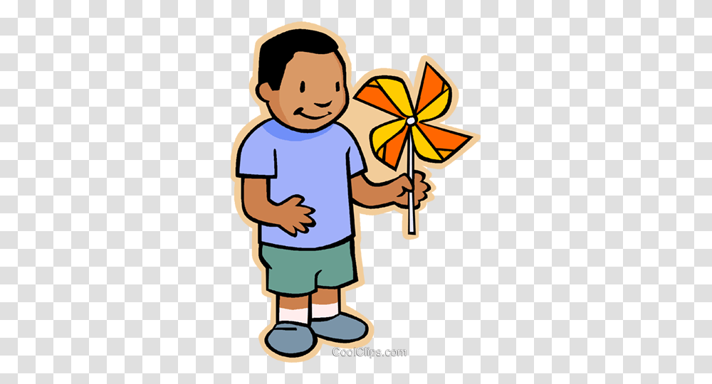 Boy With Pinwheel Royalty Free Vector Clip Art Illustration, Poster, Advertisement, Female, Girl Transparent Png