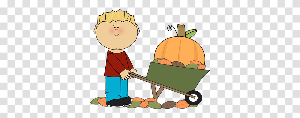 Boy With Pumpkin In A Wheelbarrow Fall Clip Art, Vehicle, Transportation Transparent Png