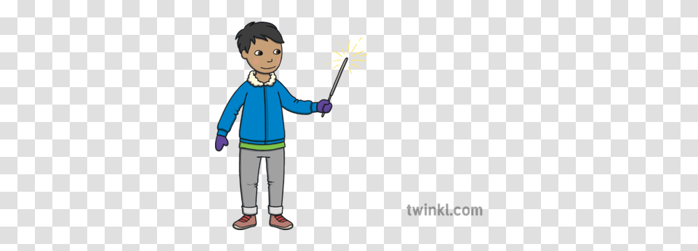 Boy With Sparkler Fireworks Loud Bang Bonfire Night Ks1 Cartoon, Person, Female, Girl, Clothing Transparent Png