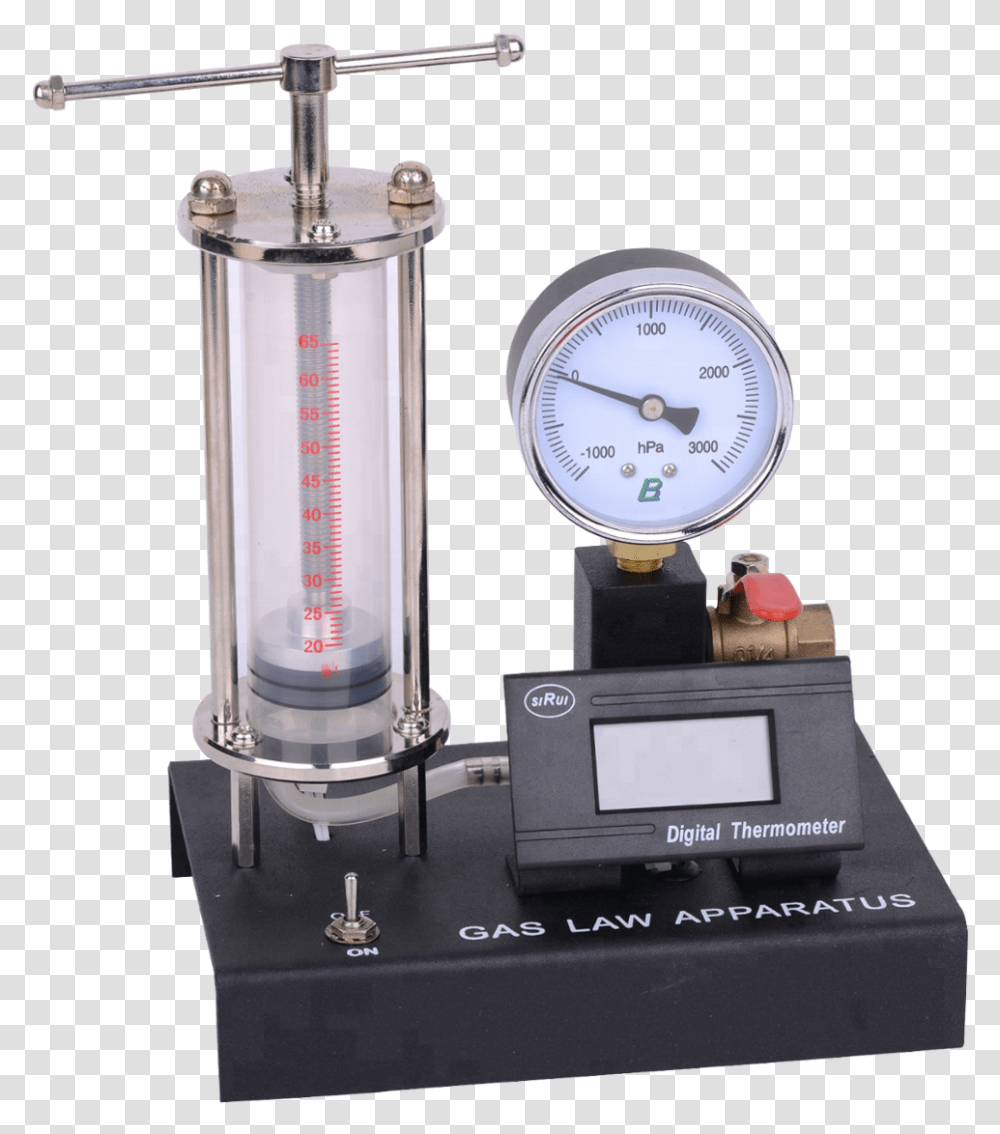 Boyle S Law Apparatus With Pressure Guage And Thermometer, Machine, Gauge, Clock Tower, Architecture Transparent Png