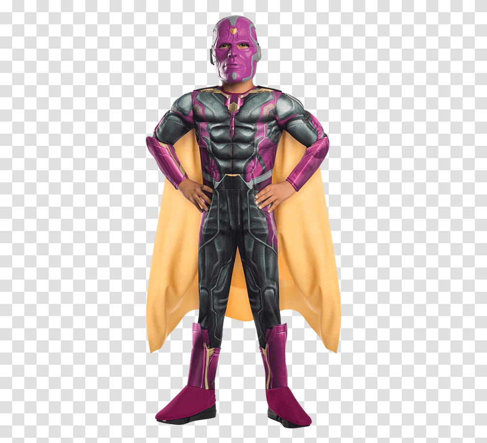 Boys Age Of Ultron Deluxe Vision Costume Vision Avengers Costume, Cape, Person, Sleeve Transparent Png