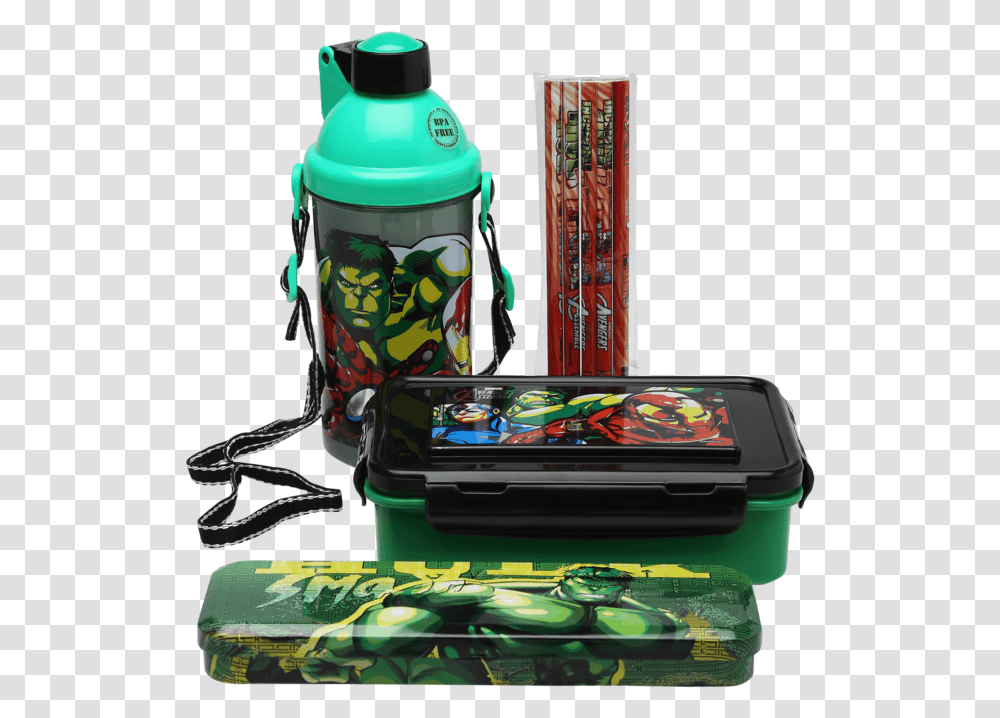 Boys Avengers Tiffin Box Water Bottle And Stationary Small Appliance, Shaker, Pencil Box Transparent Png
